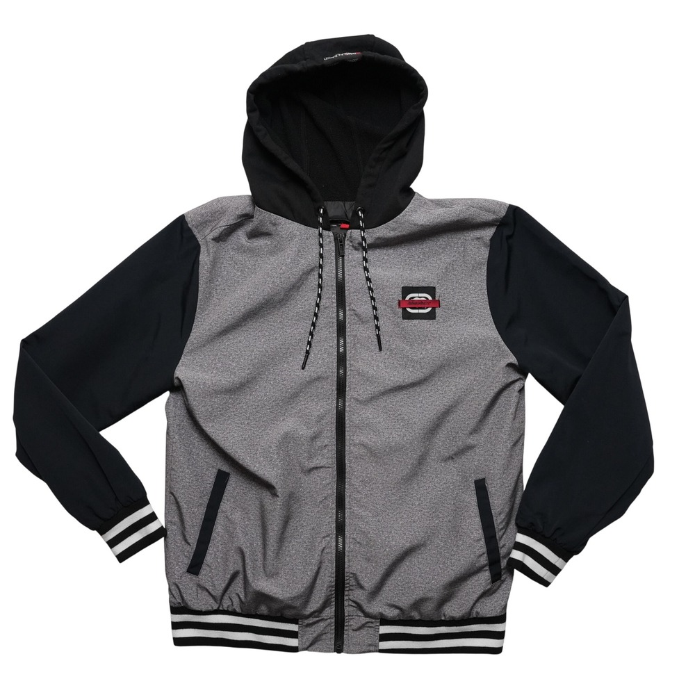 Ecko Unltd Mens Large Gray Black Zip Hoodie‎ Varsity Y2K Jacket